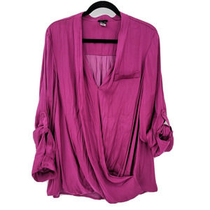 Torrid Women's (Size 3) 3X Plus Satin Drape Long Tab Sleeve Blouse Top Soft